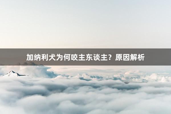 加纳利犬为何咬主东谈主？原因解析